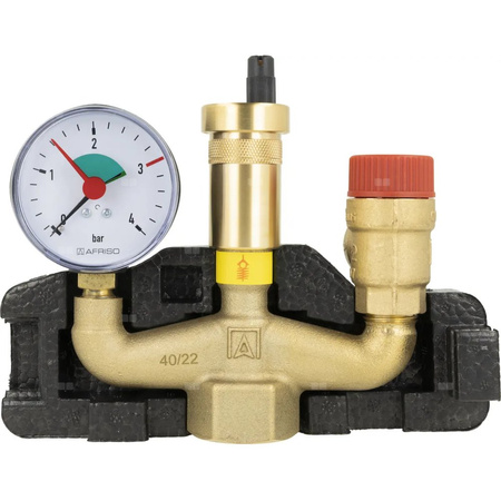 Zespół przyłączeniowy AFRISO KSG 1'' GW x GW, max. 3 bar + wskaźnik ciśnienia