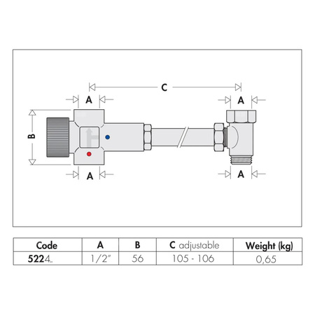 Regulowany termostatyczny zawór mieszający do zasobników c.w.u. 1/2" 40÷60 st. C