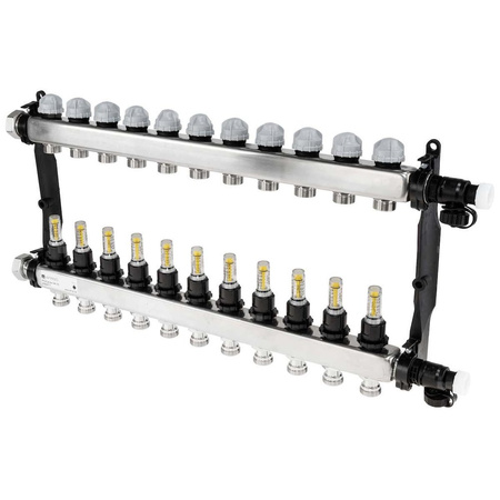 Rozdzielacz do ogrzewania podłogowego AFRISO ProCalida VA 1C 11-obieg. stal nierdzewna GZ 1'' x euroconus 3/4''