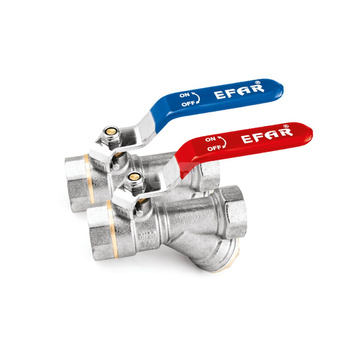 Kurek kulowy do wody powietrza glikolu (z filtrem) ART. 127 EFAR 6/60 DN 3/4"Nieb.