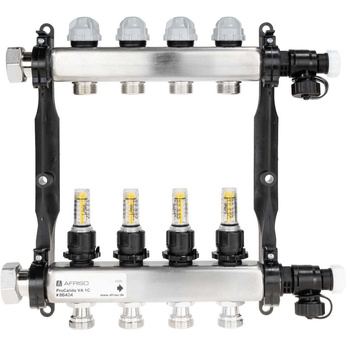 Rozdzielacz do ogrzewania podłogowego AFRISO ProCalida VA 1C 4-obieg. stal nierdzewna GZ 1'' x euroconus 3/4''
