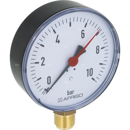 Manometr z rurką Bourdona AFRISO RF grzewczy 0/10 bar G1/2B radialne fi 100 mm, kl. 2.5%