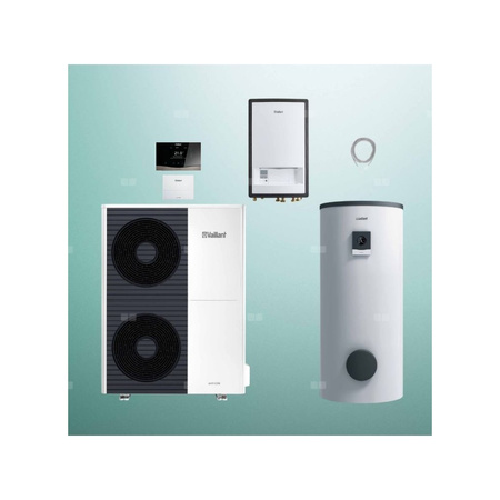 Pakiet Systemowy OZE - Pompa ciepła powietrze-woda split VAILLANT VWL 105/5AS aroTHERM 10.2 kW 400 V + Moduł naścienny VWL 127/5IS + Zasobnik c.w.u. VIH RW 300/3BR + Regulator sensoCOMFORT VRC 720 + Moduł komunikacji internetowej VR 940f