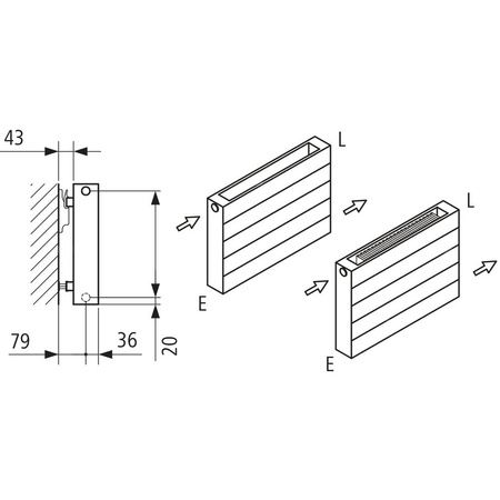 Ściana grzewcza Kermi Heizwand HHN Typ20 BH630x72x1700mm QN1746, weiß, 6bar, o. Abd, AB 12