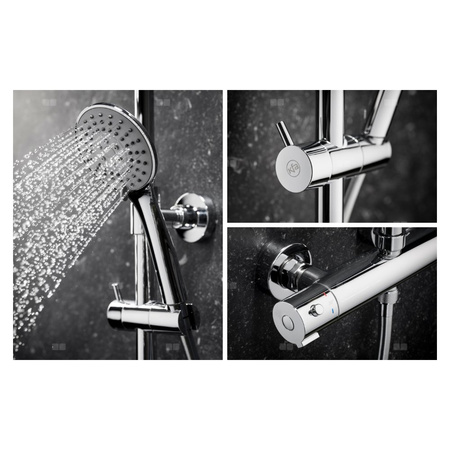 Zestaw natryskowy przesuwny KFA Armatura MOZA chrom, wąż 1500 mm, z deszczownicą