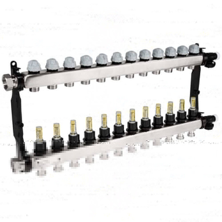 Rozdzielacz do ogrzewania podłogowego AFRISO ProCalida VA 1C 12-obieg. stal nierdzewna GZ 1'' x euroconus 3/4''