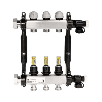 Rozdzielacz do ogrzewania podłogowego AFRISO ProCalida VA 1C 3-obieg. stal nierdzewna GZ 1'' x euroconus 3/4''