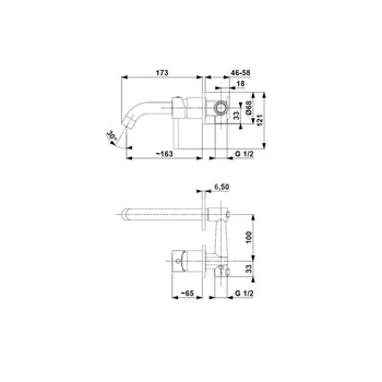 Bateria umywalkowa ścienna KFA Armatura MOZA, chrom, montaż podtynkowa