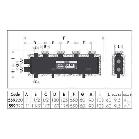 SEPCOLL 2 Rozdzielacz ze sprzęgłem hydraulicznym do instalacji grzewczych i chłodniczych, 125 mm