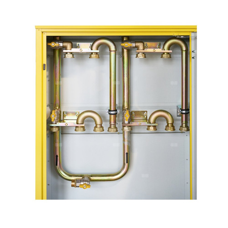 Punkt redukcyjno-pomiarowy na 3-4 gazomierzy G4/G6, w pionie, w skrzynce metalowej - żółty