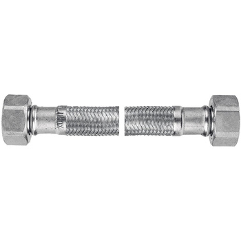 Wąż przyłączeniowy elastyczny FERRO z oplotem (stal), GW x GW, 1/2'' x 1/2'', długość 100 mm, z uszczelką
