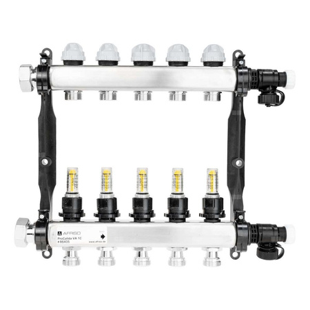 Rozdzielacz do ogrzewania podłogowego AFRISO ProCalida VA 1C 5-obieg. stal nierdzewna GZ 1'' x euroconus 3/4''