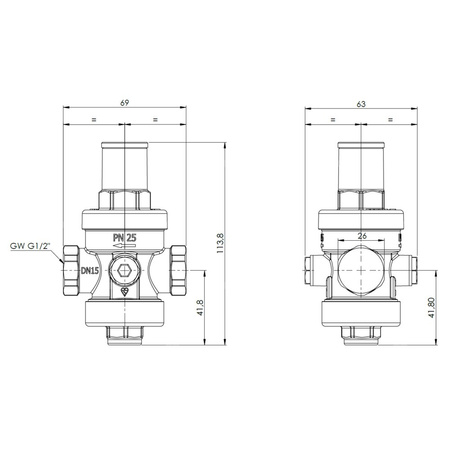 Standardowy reduktor ciśnienia wody BPR 401, GW G1/2'', 1 ÷ 5,5 bar