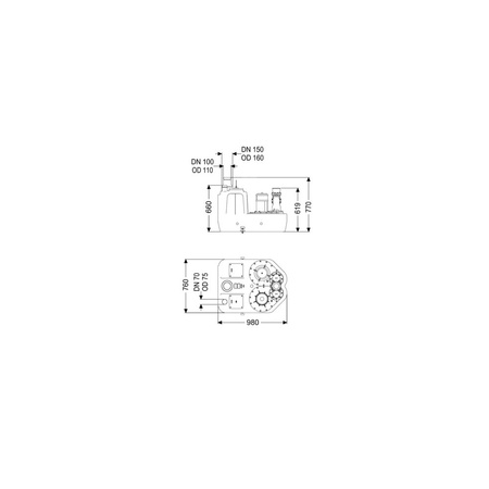 Przepompownia Aqualift F XL Duo, 1400W-S1, 230V, 200L, bez zasuwy odcinającej