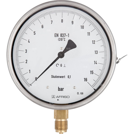 Manometr z rurką Bourdona AFRISO RF precyzyjny F 0/25 bar G1/2B aksjalne fi 160 mm, kl. 0.6%