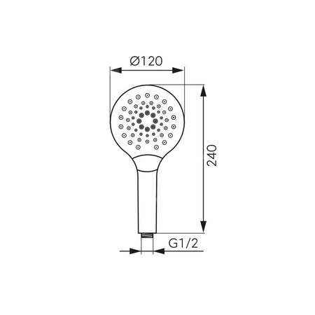 Rączka natryskowa 3-funkcyjna MULO, chrom, z przyciskiem typu „click” do zmiany funkcji strumienia