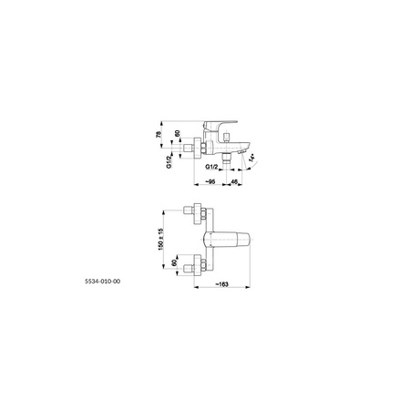 Bateria wannowa ścienna KFA Armatura MOKAIT, kolor chrom