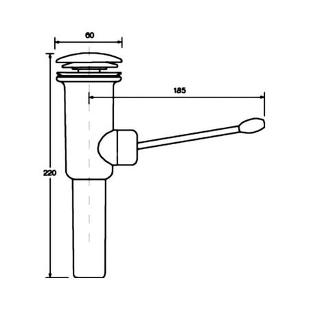 Spust umywalkowy DEKORACYJNY 11/4"x60mm z dźwignią otwierającą i zamykającą CHROM