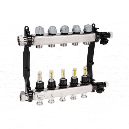 Rozdzielacz do ogrzewania podłogowego AFRISO ProCalida VA 1C 5-obieg. stal nierdzewna GZ 1'' x euroconus 3/4''