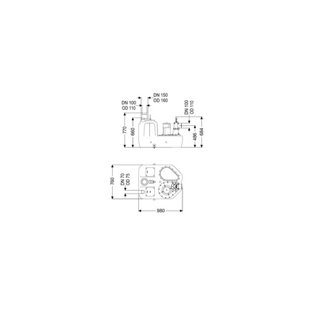 Przepompownia Aqualift XL Mono, 1400-S3, 230 V, 200 l, z zasuwą odcinającą
