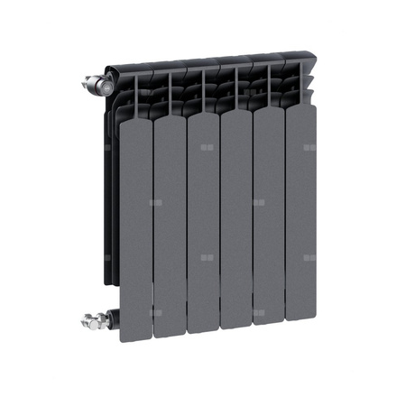 Grzejnik żeberkowy KFA Armatura G600F/6 aluminium, podłączenie boczne 672 x 483 mm, kolor grafit