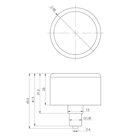 Manometr z rurką Bourdona AFRISO RF standardowy 0/25 bar G1/8B aksjalne fi 40 mm, kl. 1.6%