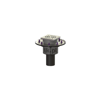 Wpust Ecoguss, DN70, odpł. pionowy, z kratką szczel/ramą nierdz. 120x120