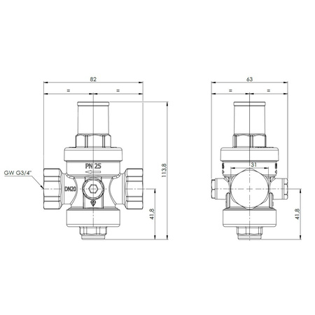 Standardowy reduktor ciśnienia wody BPR 402, GW G3/4'', 1 ÷ 5,5 bar