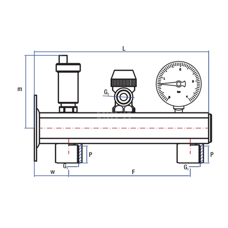 Grupa bezpieczeństwa RUMET c.o. G 3/4 x G 1/2 mosiądz