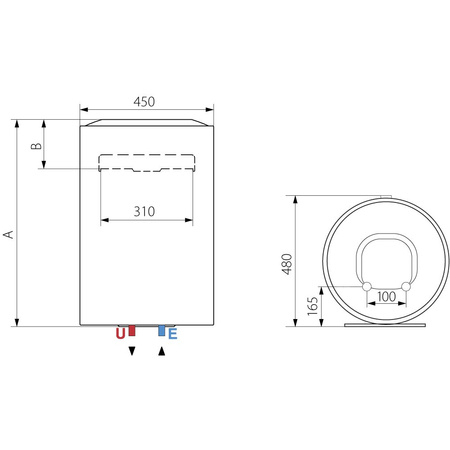 Elektryczny pojemnościowy podgrzewacz wody LYDOS R 100 V 1,8K PL EU