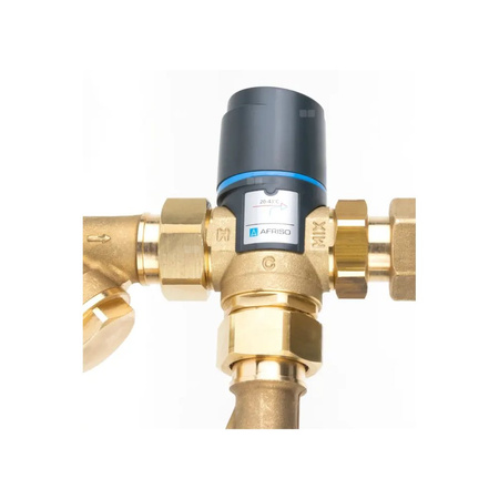 Grupa pompowa AFRISO BPS 961 AP GZ x GW 1'' x 3/4'', z zaworem mieszającym, z zaworem termostatycznym, z pompą obiegową AFRISO APH 160 15-7/130 mm