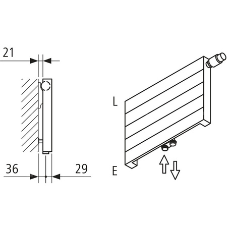 Kermi V ściana grzewcza HHV10 1120x43x5400 pozioma, RAL9016, 6bar,bez osłony, prawa
