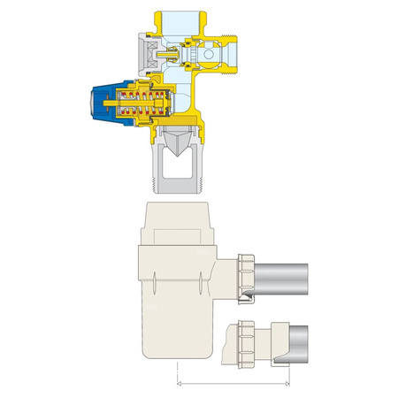 Hydrauliczna grupa bezpieczeństwa do zasobników c.w.u. z zaworem odcinającym i zaworem zwrotnym z możliwością nadzoru 3/4"