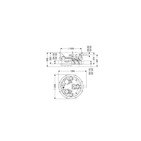 Moduł techniczny Ecolift XL Mono 400V SPF3000-S3 z automatycznymi klapami zwrotnymi do ścieków czarnych do swob. ustawienia lub połączenia ze studz.
