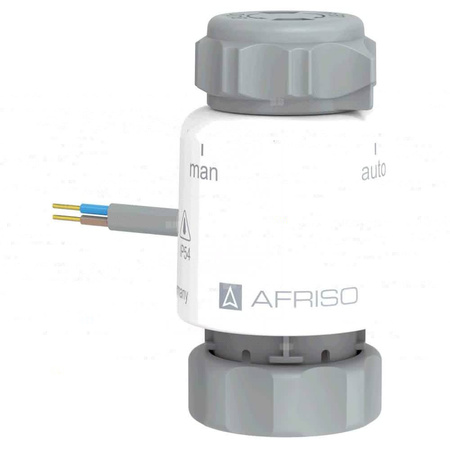 Siłownik termoelektryczny TSA-02 FO, nakrętka M30 x 1,5 mm, 230 V AC, NC, funkcja sterowania ręcznego