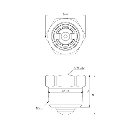 Zawór stopowy do odpowietrznika, R3/8'' x GW G3/8''