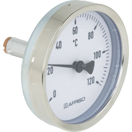 Termometr bimetaliczny AFRISO BiTh fi 63 mm 0…120'C tuleja 40 mm połączenie ax