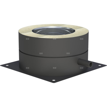 Płyta fundamentowa fi 180mm z odpływem skroplin w bok lakierowana na czarno w bok lakierowana na czarno