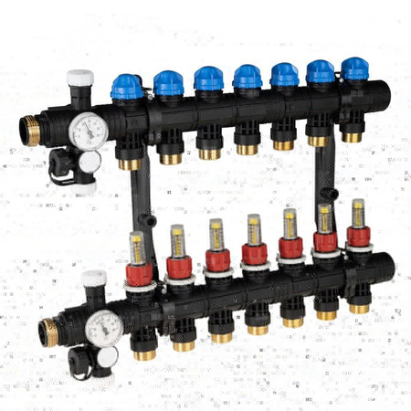 Rozdzielacz do ogrzewania podłogowego AFRISO ProCalida EF1 7-obieg. poliamid GZ 1'' x euroconus 3/4''