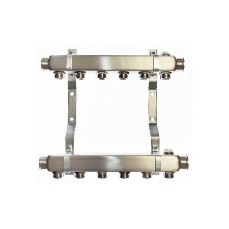 Rozdzielacz do instalacji c.o. QIK Optimo III RN-5 (inox) GW 1'', 11-obieg. GZ 3/4'' z nyplami