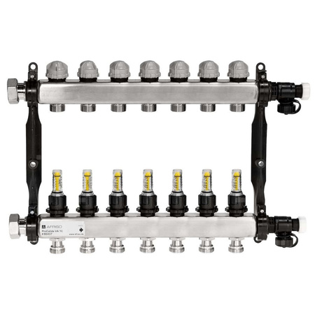 Rozdzielacz do ogrzewania podłogowego AFRISO ProCalida VA 1C 7-obieg. stal nierdzewna GZ 1'' x euroconus 3/4''