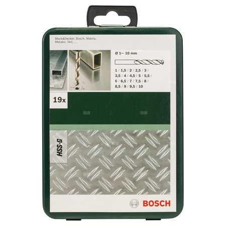 19-częściowy zestaw Wierteł do metalu HSS-G, DIN 338 1,0, 1,5, 2,0, 2,5, 3,0, 3,5, 4,0, 4,5, 5,0, 5,5, 6,0, 6,5, 7,0, 7,5, 8,0,