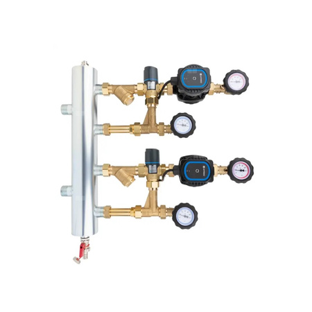 Grupa pompowa AFRISO BPS 911 AP GZ x GW 1'' x 3/4'', z zaworem mieszającym, z zaworem termostatycznym, z pompą obiegową AFRISO APH 160 15-7/130 mm
