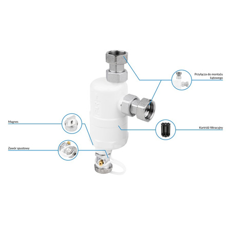 Separator AFRISO FAR 401, do C.O., 10 bar / 110'C, 3/4'' (GW), z wkładem magnesowymInstalacje i źródła ciepła