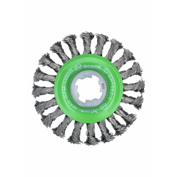 Szczotka tarczowa z drutu 115 pleciona, stal nierdzewna z systemem X-LOCK 115 mm, 0,5 mm, X-LOCK