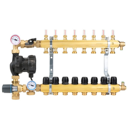 Grupa pompowa AFRISO BTU 501 AP nakrętka x nakrętka 1'' x 1'', z zaworem termostatycznym, z pompą obiegową AFRISO APH 160 15-7/130 mm