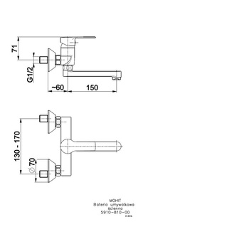 Bateria umywalkowa ścienna KFA Armatura MOHIT, chrom, montaż natynkowa