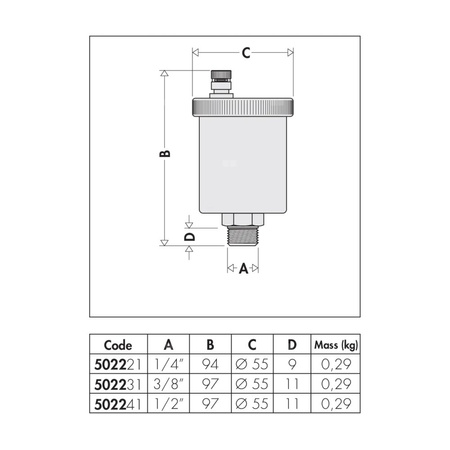 VALCAL - Automatyczny zawór odpowietrzający 1/4" GZ