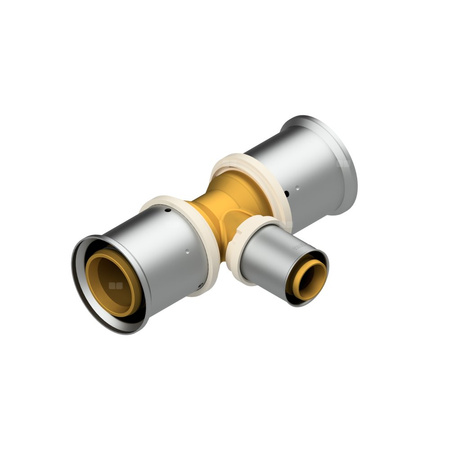 Trójnik QIK Zaprasowywany XPRT redukcja mosiądz 40 mm x 20 mm x 40 mm (złącze zaprasowywane)