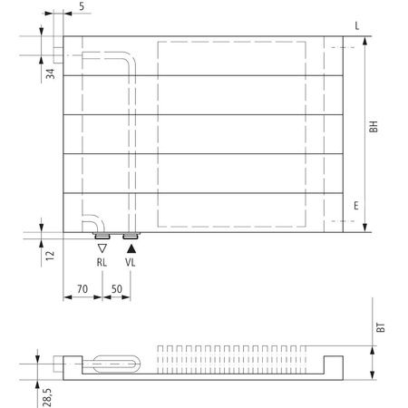 Grzejnik płytowy typ 11 KERMI V-HHV QN459(R), bez osłony wym. 210 x 1100 mm, kolor biały, moc 459 W